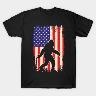 Vintage Bigfoot - USA Flag  4th of July T-Shirt